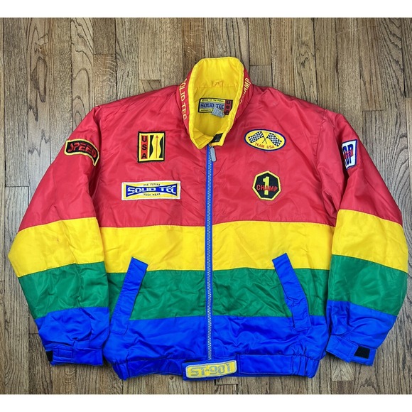 Other - Vintage Jeff Gordon Nascar Racing Dupont Rainbow Puffer Jacket Men's‎ Size XL